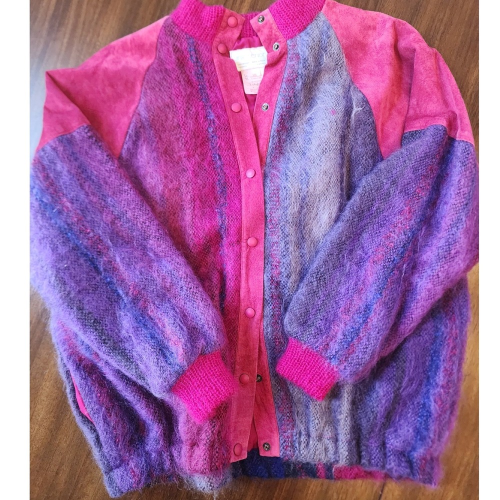 VTG Jinx Senior Mohair Suede Jacket Purple Magenta Striped. L luxury streetwear